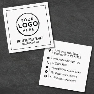 Carte De Visite Carré Logo d'entreprise Minimaliste Professionnel
