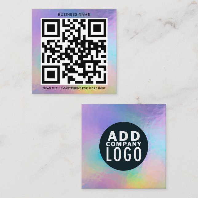 Carte De Visite Carré Logo d'entreprise moderne avec code QR (Devant / Derrière)