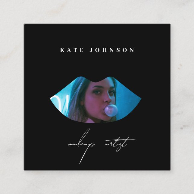 Carte De Visite Carré Logo d'entreprise moderne photo maquillage Artiste (Devant)