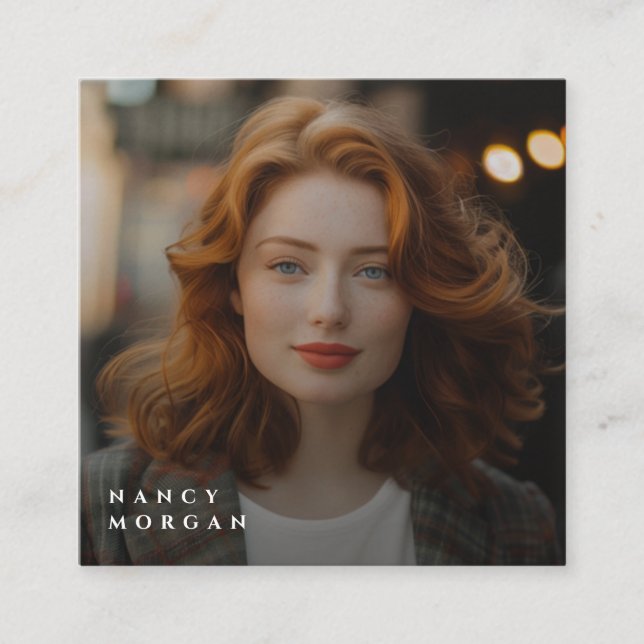 Carte De Visite Carré Logo d'entreprise Noir et Or Photo Code QR (Devant)