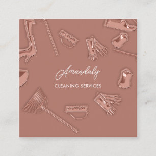 Carte De Visite Carré Logo des services de nettoyage des maisons domesti