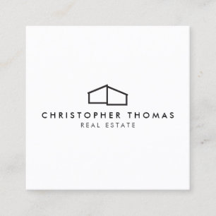 Carte De Visite Carré Logo d'habitation moderne en noir pour l'immobilie