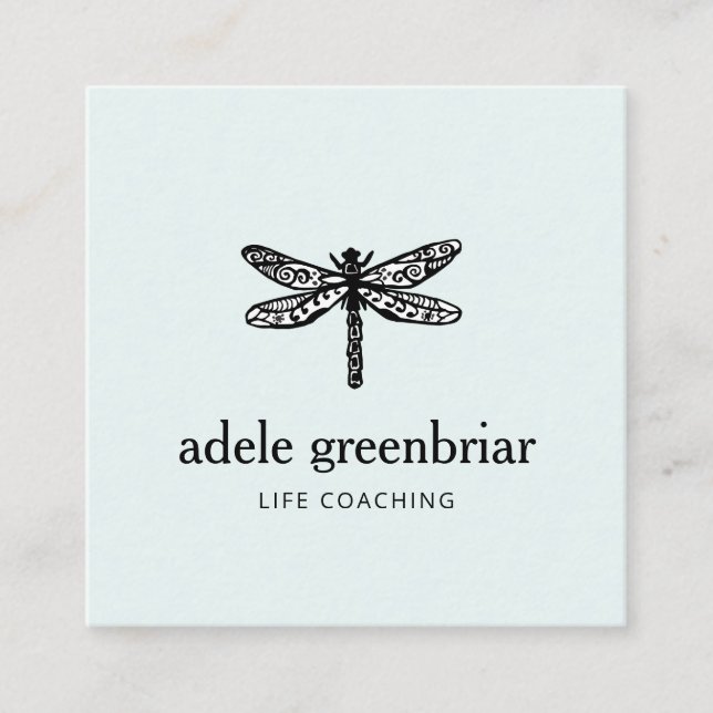 Carte De Visite Carré Logo Dragonfly Holistic Healer Wellness (Devant)