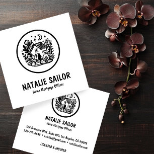 Carte De Visite Carré Logo du chalet Cute Agent immobilier Prêt hypothéc