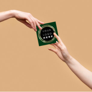 Carte De Visite Carré Logo du code QR en ligne de la boutique cadre Gold