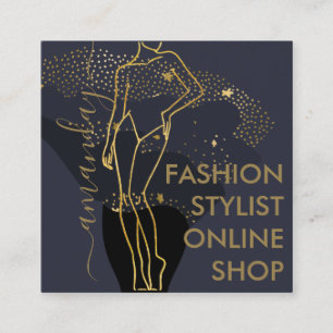 Carte De Visite Carré Logo du concepteur de mode QR Body SHAPE Stylist G