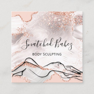 Carte De Visite Carré Logo du corps Massage Sculpture SPA Marbre QRCODE 