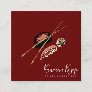 Carte De Visite Carré Logo du restaurant Sushi Rolls Chopstick