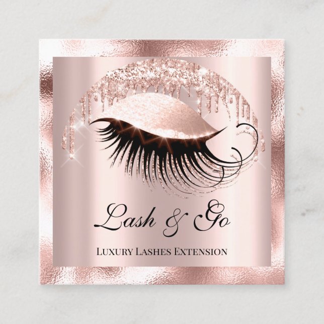Carte De Visite Carré Logo du Rose d'extension Eyelash de maquillage (Devant)