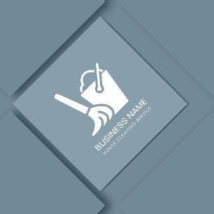 Carte De Visite Carré Logo du seau de nettoyage de la maison Dusty Blue