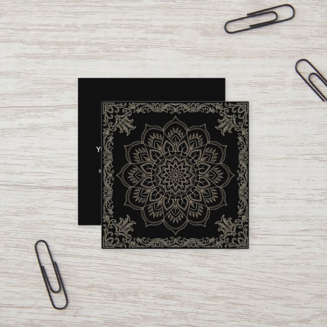 Carte De Visite Carré Logo élégant Lotus Flower Yoga (Devant/Arrière en situation)