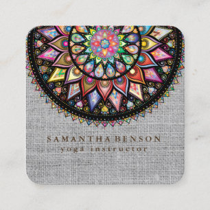 Carte De Visite Carré Logo élégant Lotus Flower Yoga