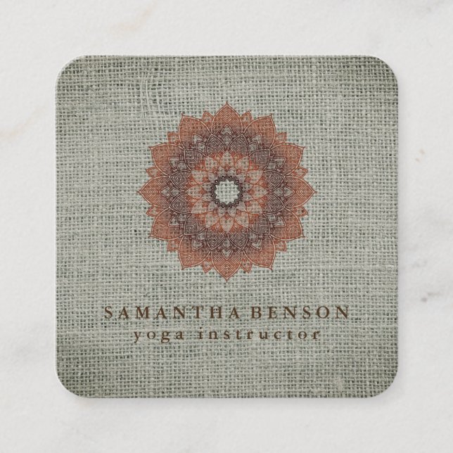 Carte De Visite Carré Logo élégant Lotus Flower Yoga (Devant)