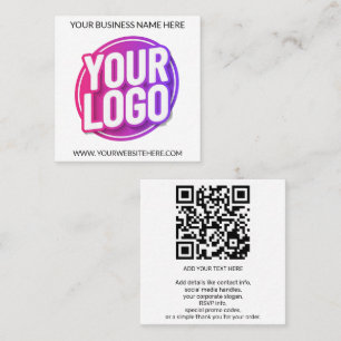 Carte De Visite Carré Logo et code QR & texte de l'équipe de votre entre