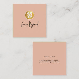 Carte De Visite Carré Logo et nom de script Boho Rose
