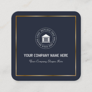 Carte De Visite Carré Logo et nom d'entreprise simple et personnalisé