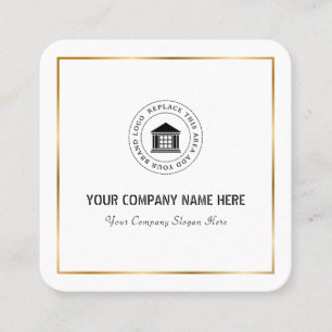 Carte De Visite Carré Logo et nom d'entreprise simple et personnalisé