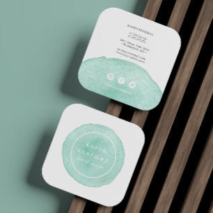 Carte De Visite Carré Logo féminin professionnel turquoise médias sociau