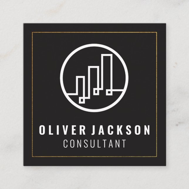 Carte De Visite Carré Logo Finance (Devant)
