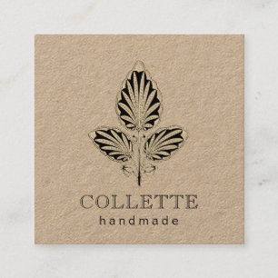 Carte De Visite Carré Logo Fleur artisanal Kraft