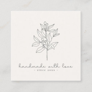 Carte De Visite Carré Logo floral, artisanal avec lait d'amour blanc