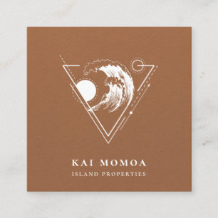 Carte De Visite Carré Logo géométrique moderne de la vague de plage