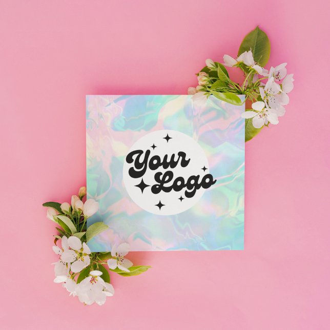 Carte De Visite Carré Logo Holographique Opal Stone (Créateur téléchargé)