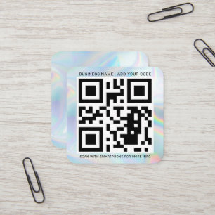 Carte De Visite Carré Logo Holographique Personnalisé et Code QR do-it-y
