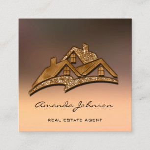 Carte De Visite Carré Logo House Personnalisé Agent Immobilier Maison B