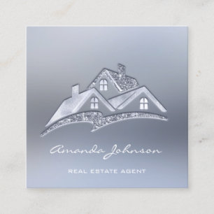 Carte De Visite Carré Logo House Personnalisé Agent Immobilier Maison F