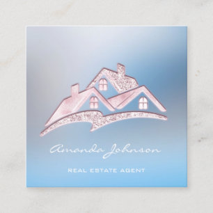 Carte De Visite Carré Logo House Personnalisé Agent Immobilier Maison R