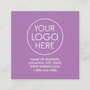 Carte De Visite Carré Logo Lavender moderne personnalisé et code QR