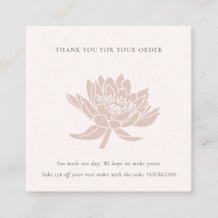 CARTE DE VISITE CARRÉ LOGO LOGO LOTUS FLORA ROSE BLANC SHOPPPING MERCI
