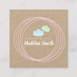 Carte De Visite Carré Logo Macaron Moderne pour Boulangerie Maison Brand
