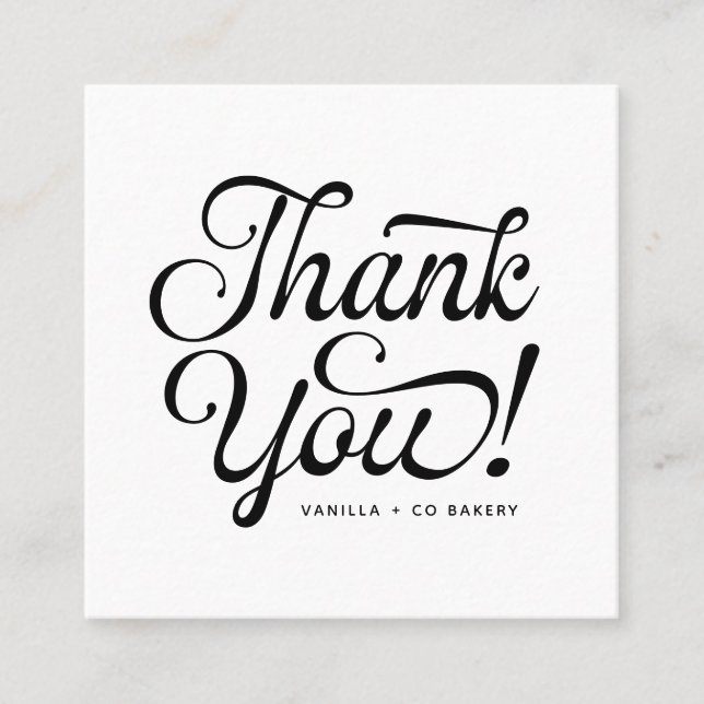 Carte De Visite Carré Logo manuscrit du Merci client de script (Devant)