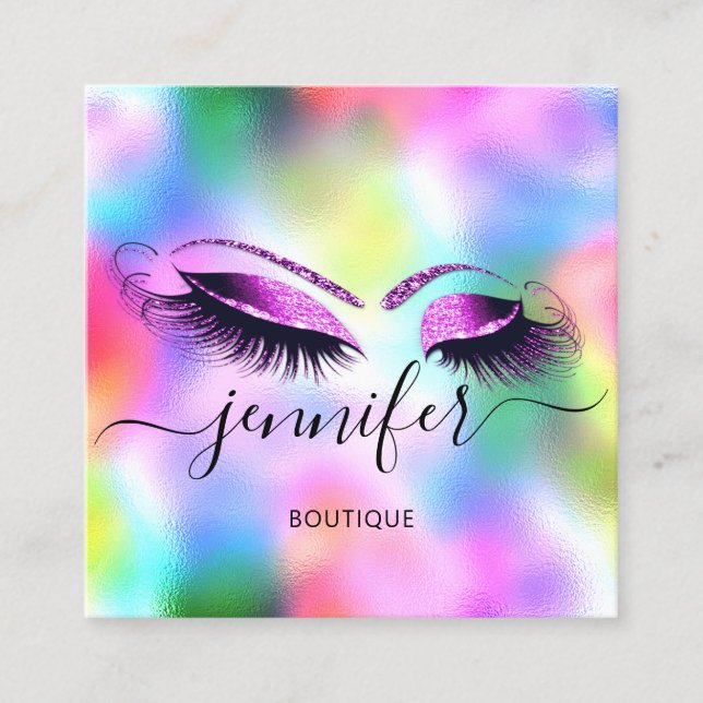 Carte De Visite Carré Logo maquillage Boutique Lash Studio HolographeRos (Devant)
