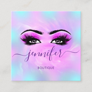 Carte De Visite Carré Logo maquillage Boutique Lashes Yeux Holographe ro