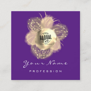 Carte De Visite Carré Logo Maquillage ongle Floral Purple Boutique
