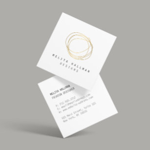 Carte De Visite Carré Logo minimaliste et moderne Gold Designer Scribble