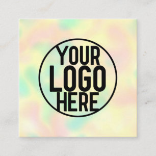 Carte De Visite Carré Logo minimaliste moderne de l'holographe arc-en-ci