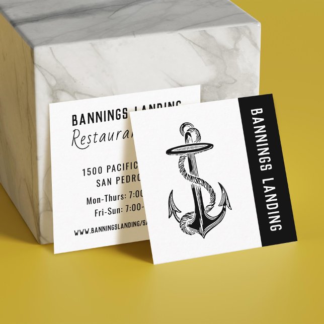 Carte De Visite Carré Logo minimum Carré noir et blanc (Créateur téléchargé)