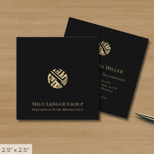 Carte De Visite Carré Logo moderne Black Gold