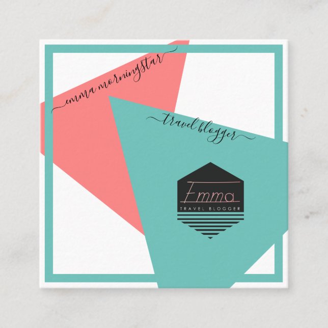 Carte De Visite Carré Logo moderne Médias sociaux Géométrie VOS COULEURS (Devant)