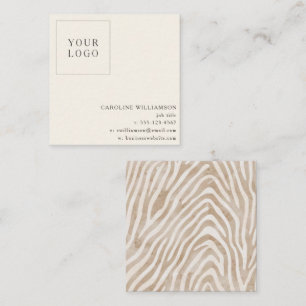 Carte De Visite Carré Logo Moderne Minimaliste Impression Zèbre Neutre M