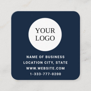 Carte De Visite Carré Logo moderne personnalisé bleu foncé et code QR