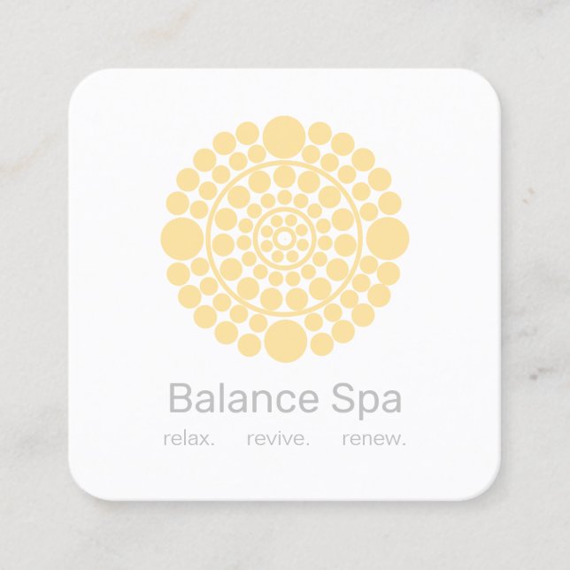 Carte De Visite Carré Logo Motif Cercle Jaune (Devant)