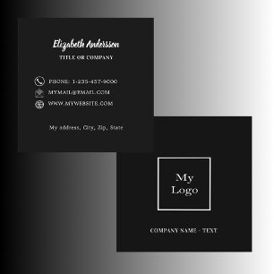 Carte De Visite Carré Logo noir blanc élégant
