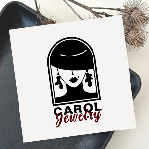 Carte De Visite Carré Logo noir minimaliste élégant concepteur de bijoux