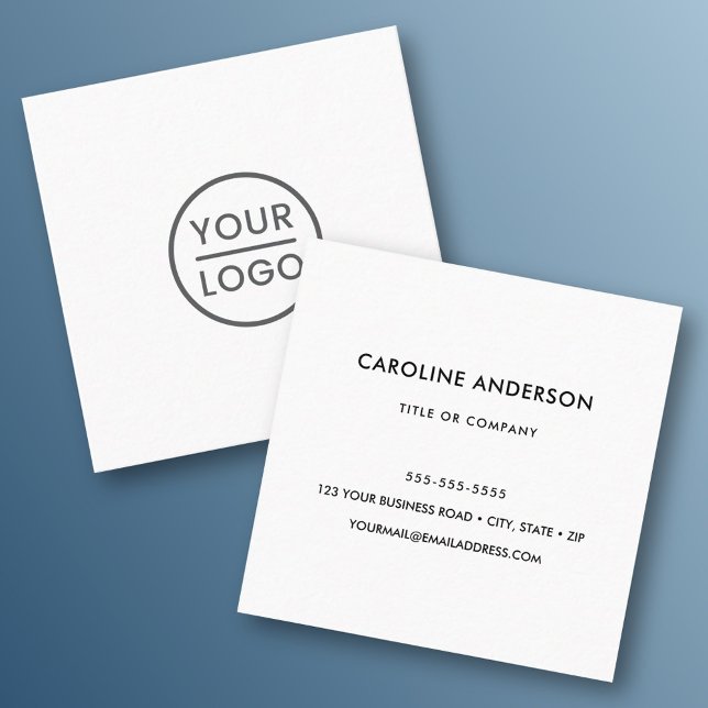 Carte De Visite Carré Logo personnalisé, blanc, carré, professionnel (Créateur téléchargé)