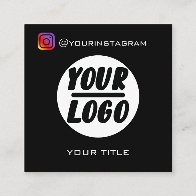 Carte De Visite Carré Logo personnalisé | Code QR | icônes de médias soc (Devant)